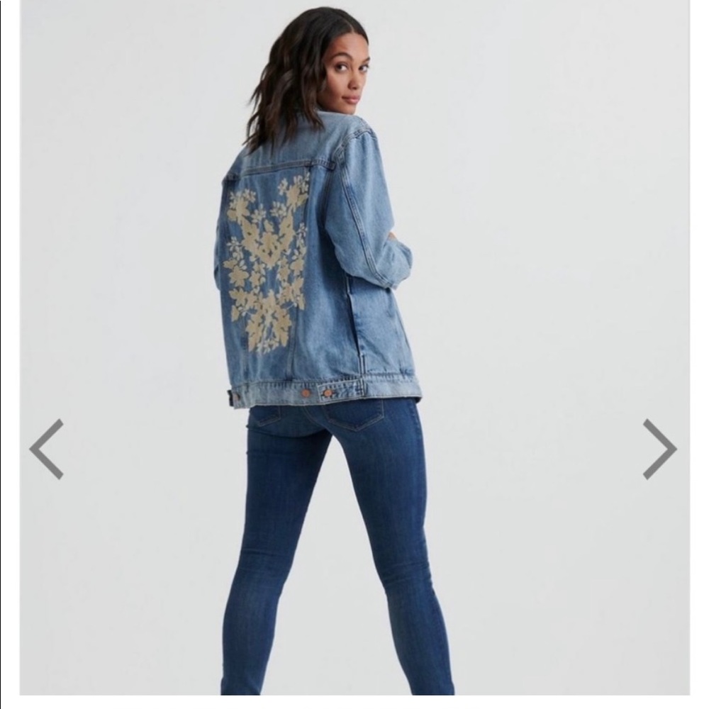 Lucky Brand Chenille Oversized Trucker Jean Jacket